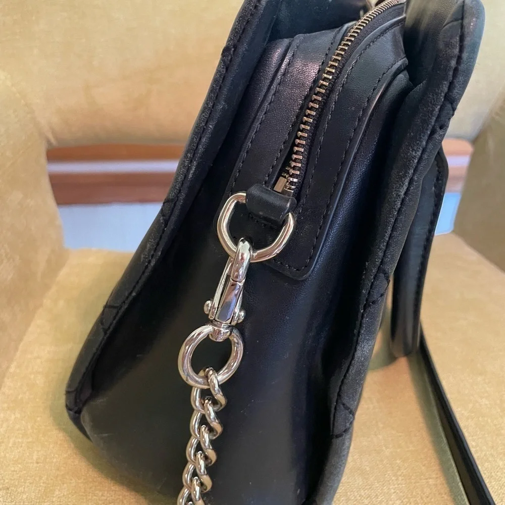 Kate Spade Emerson Place Olivera Quilted Satchel Black and Gold
